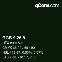 Color code: RGB 9 26 8 | qconv.com