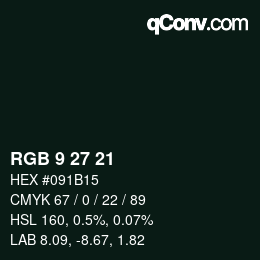 Color code: RGB 9 27 21 | qconv.com