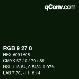 颜色代码: RGB 9 27 8 | qconv.com