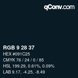 Farbcode: RGB 9 28 37 | qconv.com