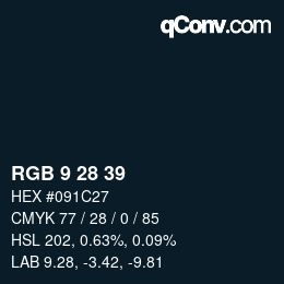 颜色代码: RGB 9 28 39 | qconv.com