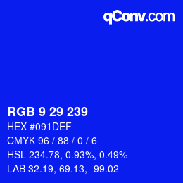 Color code: RGB 9 29 239 | qconv.com