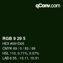 Color code: RGB 9 29 5 | qconv.com