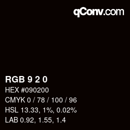 カラーコード: RGB 9 2 0 | qconv.com