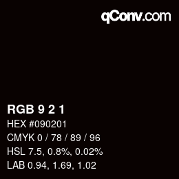 カラーコード: RGB 9 2 1 | qconv.com