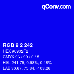 Color code: RGB 9 2 242 | qconv.com