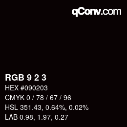 カラーコード: RGB 9 2 3 | qconv.com