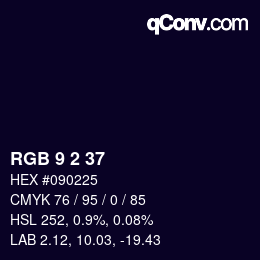 カラーコード: RGB 9 2 37 | qconv.com