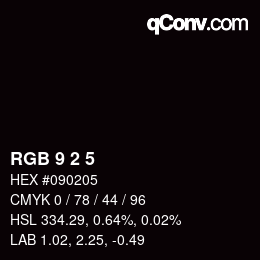 Color code: RGB 9 2 5 | qconv.com