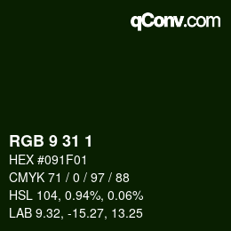 Color code: RGB 9 31 1 | qconv.com