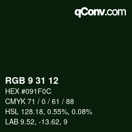 Color code: RGB 9 31 12 | qconv.com