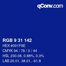 Color code: RGB 9 31 142 | qconv.com