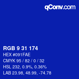 Código de color: RGB 9 31 174 | qconv.com