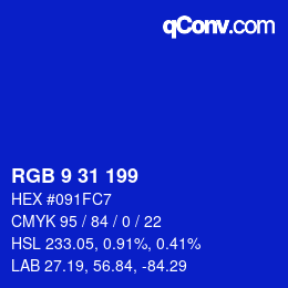 Color code: RGB 9 31 199 | qconv.com