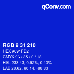 Color code: RGB 9 31 210 | qconv.com