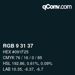Color code: RGB 9 31 37 | qconv.com