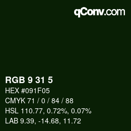 Color code: RGB 9 31 5 | qconv.com