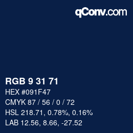 Color code: RGB 9 31 71 | qconv.com