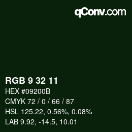 Color code: RGB 9 32 11 | qconv.com