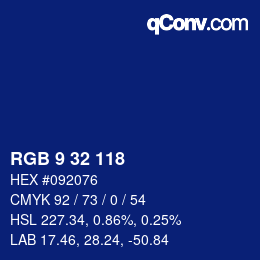Color code: RGB 9 32 118 | qconv.com
