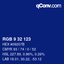 Color code: RGB 9 32 123 | qconv.com