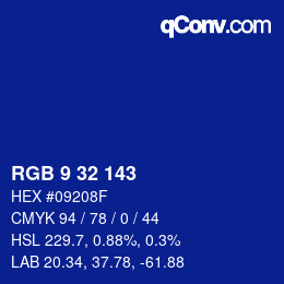 Color code: RGB 9 32 143 | qconv.com