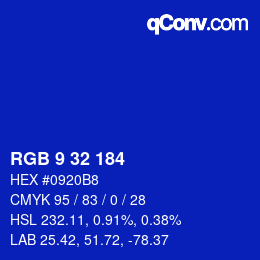 Color code: RGB 9 32 184 | qconv.com
