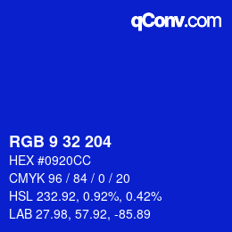 Color code: RGB 9 32 204 | qconv.com