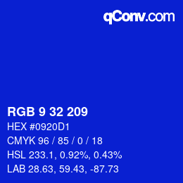 カラーコード: RGB 9 32 209 | qconv.com