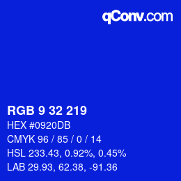 Color code: RGB 9 32 219 | qconv.com