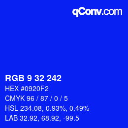 Color code: RGB 9 32 242 | qconv.com