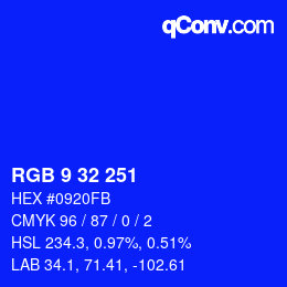 Color code: RGB 9 32 251 | qconv.com