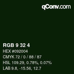 颜色代码: RGB 9 32 4 | qconv.com