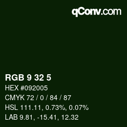 Color code: RGB 9 32 5 | qconv.com