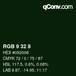 Color code: RGB 9 32 8 | qconv.com