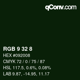 カラーコード: RGB 9 32 8 | qconv.com