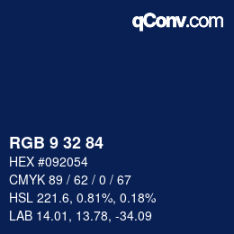 カラーコード: RGB 9 32 84 | qconv.com