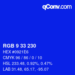 Color code: RGB 9 33 230 | qconv.com