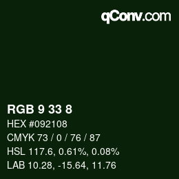 颜色代码: RGB 9 33 8 | qconv.com