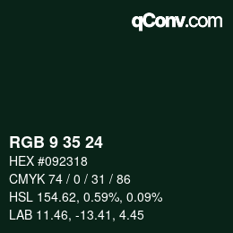 Color code: RGB 9 35 24 | qconv.com