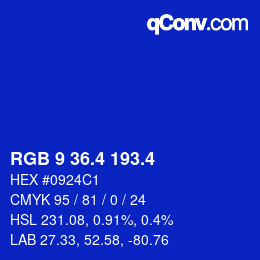 カラーコード: RGB 9 36.4 193.4 | qconv.com