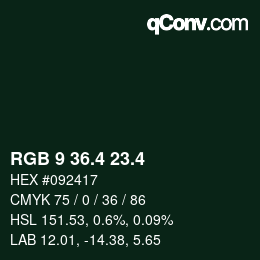 カラーコード: RGB 9 36.4 23.4 | qconv.com