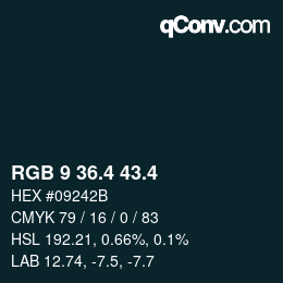 カラーコード: RGB 9 36.4 43.4 | qconv.com