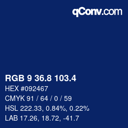 カラーコード: RGB 9 36.8 103.4 | qconv.com