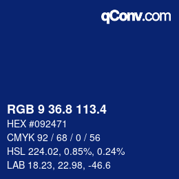 カラーコード: RGB 9 36.8 113.4 | qconv.com