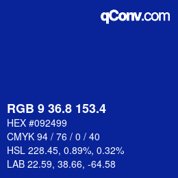 カラーコード: RGB 9 36.8 153.4 | qconv.com
