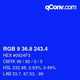 カラーコード: RGB 9 36.8 243.4 | qconv.com