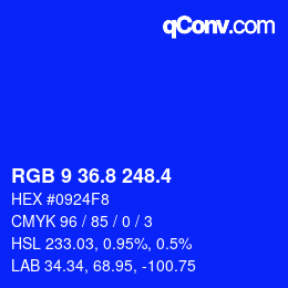 カラーコード: RGB 9 36.8 248.4 | qconv.com