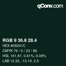 カラーコード: RGB 9 36.8 28.4 | qconv.com