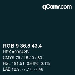 カラーコード: RGB 9 36.8 43.4 | qconv.com